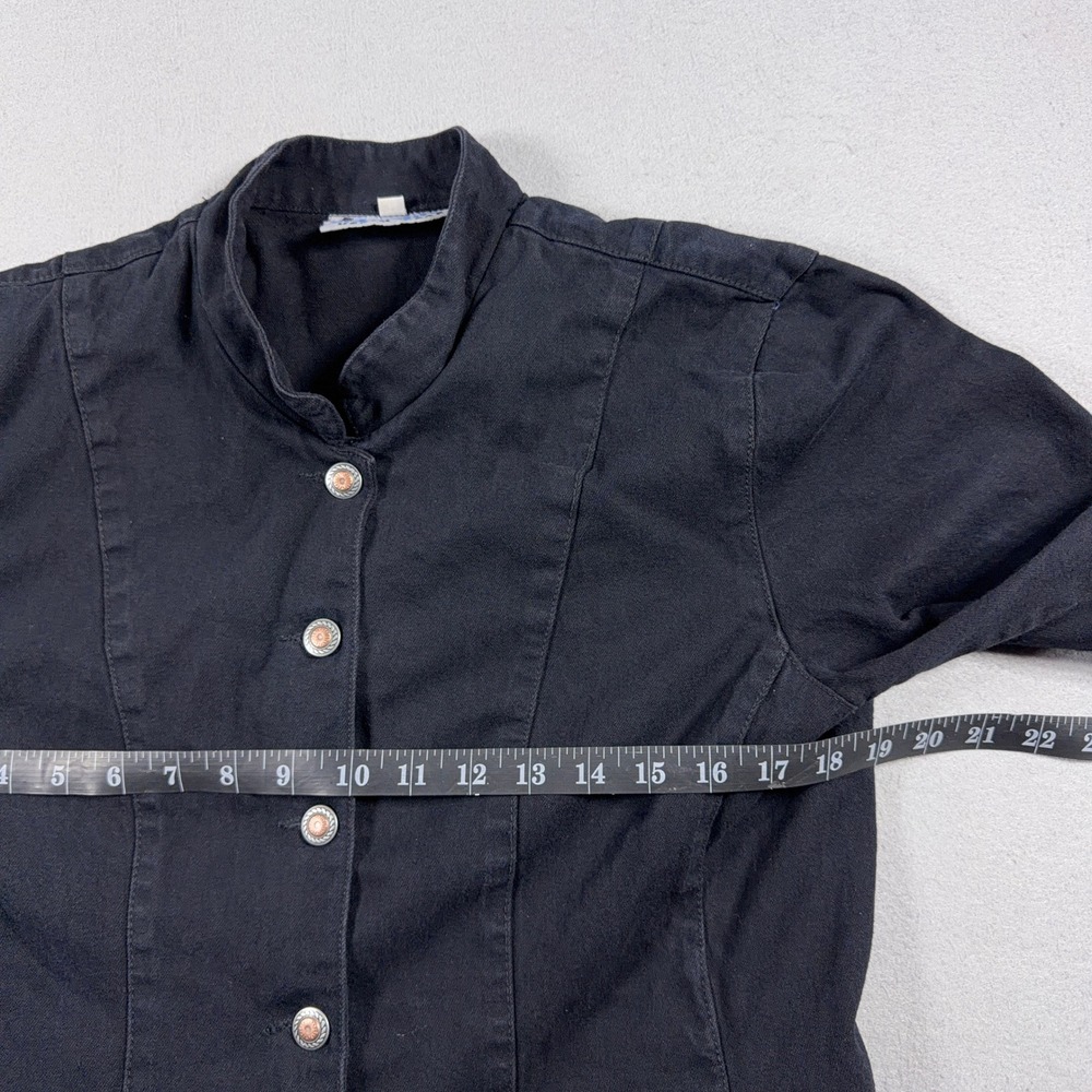 Vintage Denim Long Dress Women Medium Button Down Long Sleeve Black 90s Cottage - Picture 5 of 9